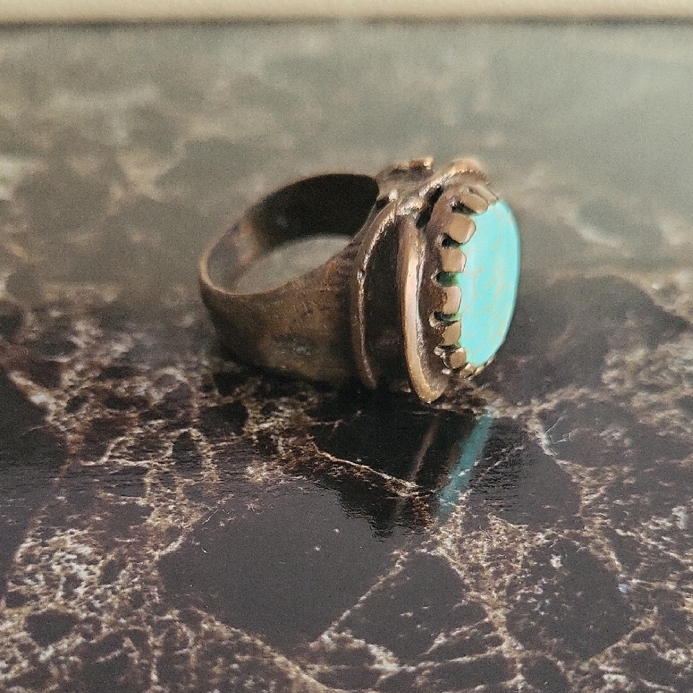 Turquoise Bronze Ring - image 1